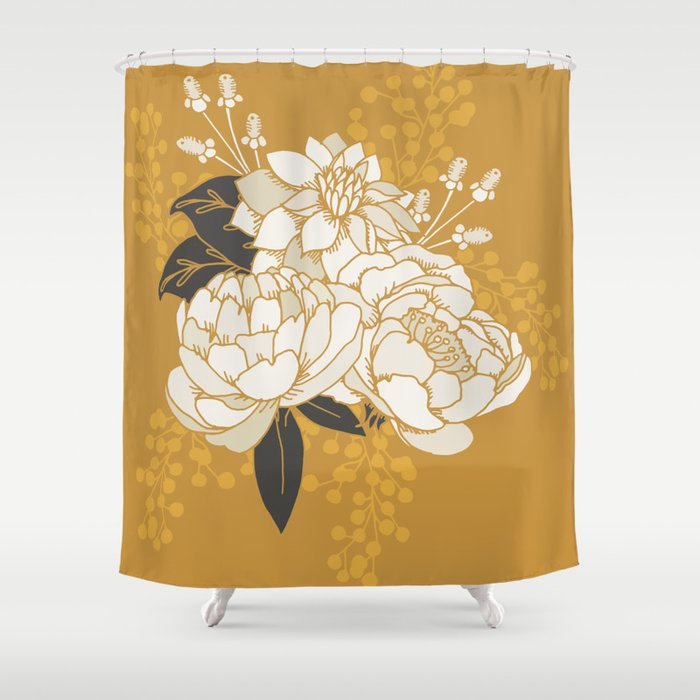 Glam Florals - Gold Shower Curtain Gallery Image 1