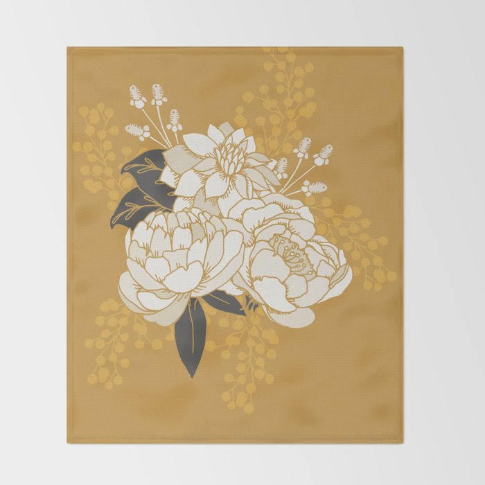 Glam Florals - Gold Throw Blanket Gallery Image 2