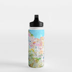 Italy Cinque Terre watercolor painting Water Bottle Gallery Image 3