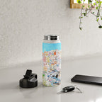 Italy Cinque Terre watercolor painting Water Bottle Gallery Image 4