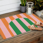 Striped Archway Bold Color Block Pattern in Pink, Green, and Orange Outdoor Rug Gallery Image 2
