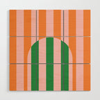 Striped Archway Bold Color Block Pattern in Pink, Green, and Orange Wood Wall Art Gallery Image 1