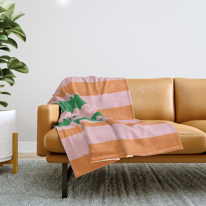 Striped Archway Bold Color Block Pattern in Pink, Green, and Orange Throw Blanket Gallery Image 1