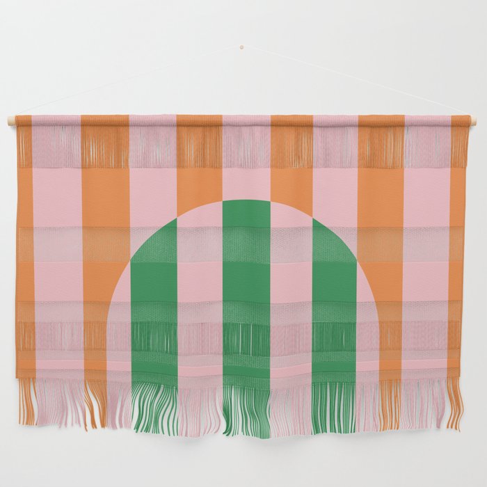 Striped Archway Bold Color Block Pattern in Pink, Green, and Orange Wall Hanging Gallery Image 1
