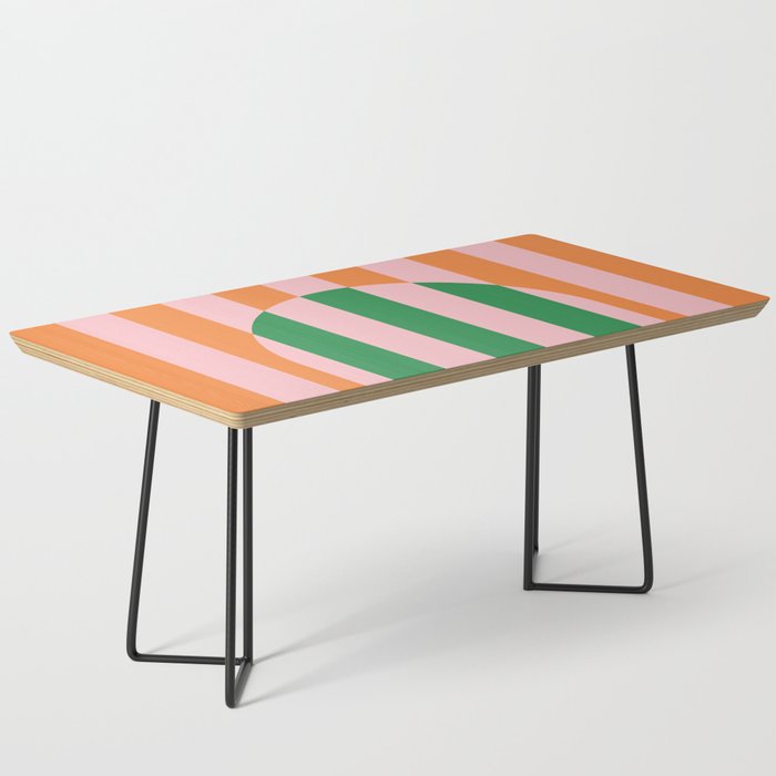 Striped Archway Bold Color Block Pattern in Pink, Green, and Orange Coffee Table Gallery Image 1