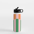 Striped Archway Bold Color Block Pattern in Pink, Green, and Orange Water Bottle Gallery Image 1