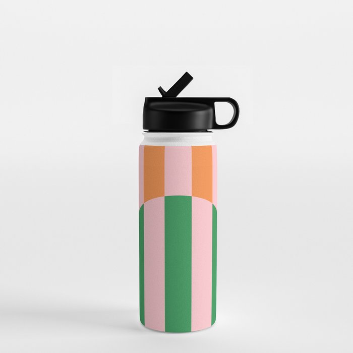 Striped Archway Bold Color Block Pattern in Pink, Green, and Orange Water Bottle Gallery Image 1