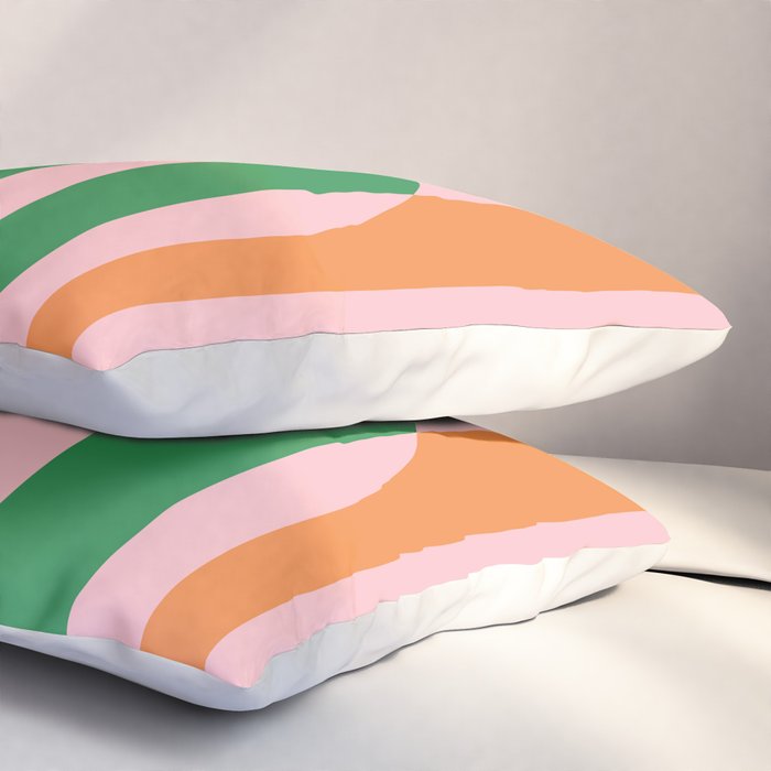 Striped Archway Bold Color Block Pattern in Pink, Green, and Orange Pillow Sham Gallery Image 3