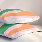 Striped Archway Bold Color Block Pattern in Pink, Green, and Orange Pillow Sham Gallery Image 3