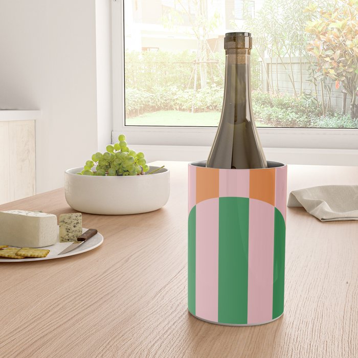 Striped Archway Bold Color Block Pattern in Pink, Green, and Orange Wine Chiller Gallery Image 4