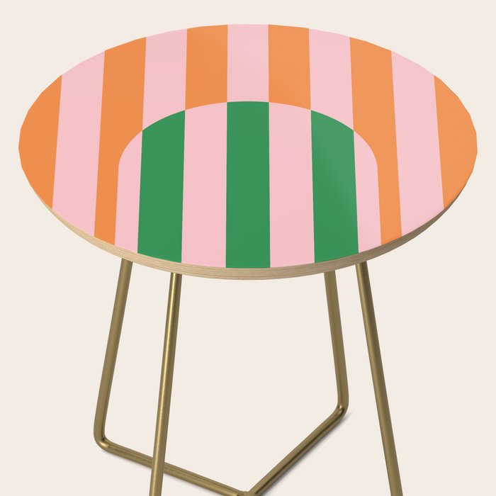 Striped Archway Bold Color Block Pattern in Pink, Green, and Orange Side Table Gallery Image 2
