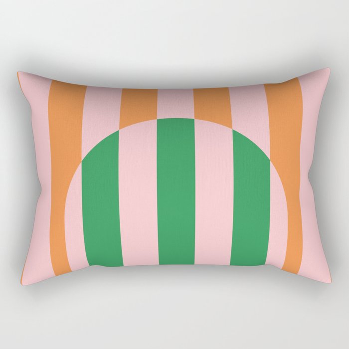 Striped Archway Bold Color Block Pattern in Pink, Green, and Orange Rectangular Pillow Gallery Image 2