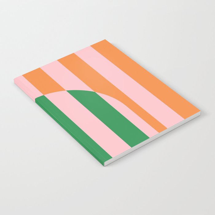 Striped Archway Bold Color Block Pattern in Pink, Green, and Orange Notebook Gallery Image 1