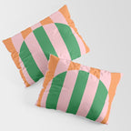 Striped Archway Bold Color Block Pattern in Pink, Green, and Orange Pillow Sham Gallery Image 3