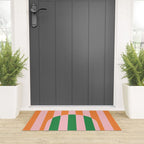 Striped Archway Bold Color Block Pattern in Pink, Green, and Orange Welcome Mat Gallery Image 3