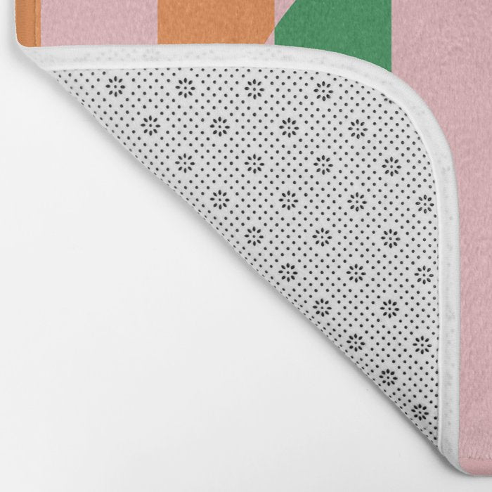 Striped Archway Bold Color Block Pattern in Pink, Green, and Orange Bath Mat Gallery Image 2