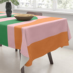 Striped Archway Bold Color Block Pattern in Pink, Green, and Orange Tablecloth Gallery Image 3