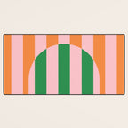 Striped Archway Bold Color Block Pattern in Pink, Green, and Orange Desk Mat Gallery Image 3
