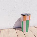 Striped Archway Bold Color Block Pattern in Pink, Green, and Orange Travel Mug Gallery Image 4