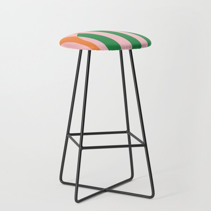 Striped Archway Bold Color Block Pattern in Pink, Green, and Orange Stool Gallery Image 1