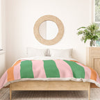 Striped Archway Bold Color Block Pattern in Pink, Green, and Orange Duvet Cover Gallery Image 3