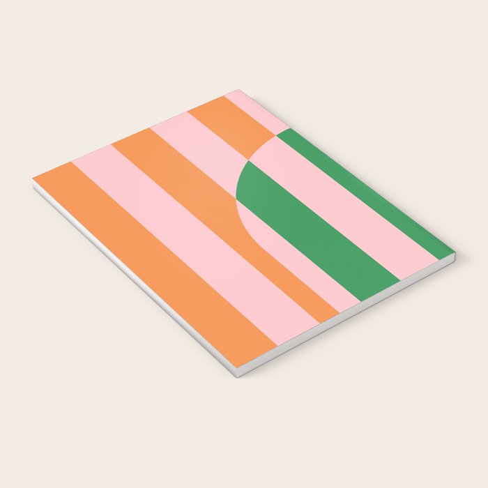 Striped Archway Bold Color Block Pattern in Pink, Green, and Orange Notebook Gallery Image 3