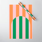 Striped Archway Bold Color Block Pattern in Pink, Green, and Orange Wrapping Paper Gallery Image 1