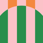 Striped Archway Bold Color Block Pattern in Pink, Green, and Orange Coffee Mug Gallery Image 2