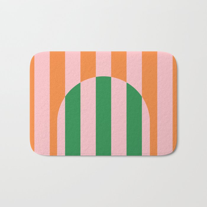 Striped Archway Bold Color Block Pattern in Pink, Green, and Orange Bath Mat Gallery Image 1
