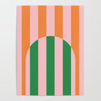 Striped Archway Bold Color Block Pattern in Pink, Green, and Orange Poster Gallery Image 4