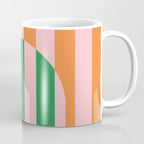 Striped Archway Bold Color Block Pattern in Pink, Green, and Orange Coffee Mug Gallery Image 1