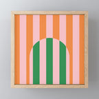 Striped Archway Bold Color Block Pattern in Pink, Green, and Orange Mini Art Print Gallery Image 1
