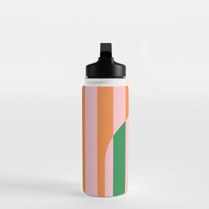 Striped Archway Bold Color Block Pattern in Pink, Green, and Orange Water Bottle Gallery Image 3