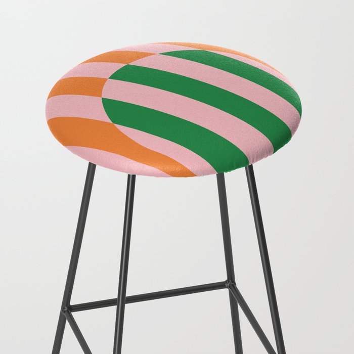 Striped Archway Bold Color Block Pattern in Pink, Green, and Orange Stool Gallery Image 2