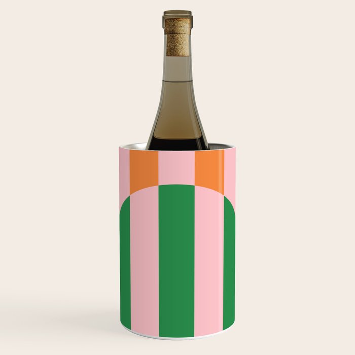 Striped Archway Bold Color Block Pattern in Pink, Green, and Orange Wine Chiller Gallery Image 1
