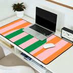 Striped Archway Bold Color Block Pattern in Pink, Green, and Orange Desk Mat Gallery Image 2
