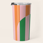 Striped Archway Bold Color Block Pattern in Pink, Green, and Orange Travel Mug Gallery Image 3