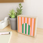 Striped Archway Bold Color Block Pattern in Pink, Green, and Orange Mini Art Print Gallery Image 2