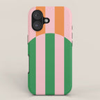 Striped Archway Bold Color Block Pattern in Pink, Green, and Orange iPhone Case Gallery Image 1