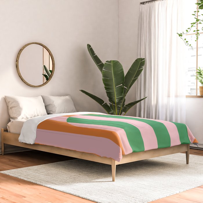Striped Archway Bold Color Block Pattern in Pink, Green, and Orange Comforter Gallery Image 2