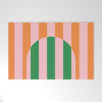 Striped Archway Bold Color Block Pattern in Pink, Green, and Orange Welcome Mat Gallery Image 1