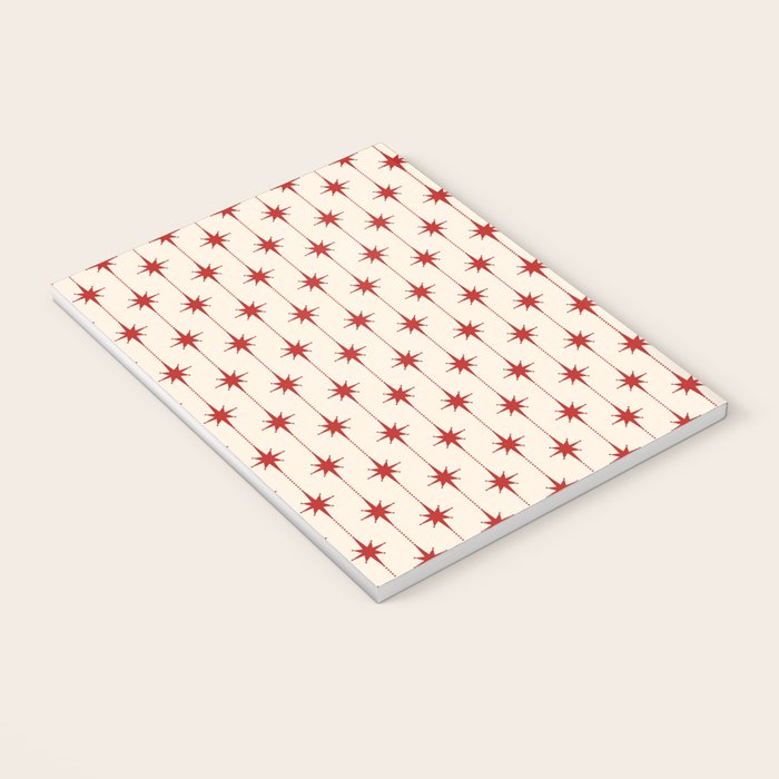 Midcentury Stars and Dots Red and Cream Pattern Notebook Gallery Image 3