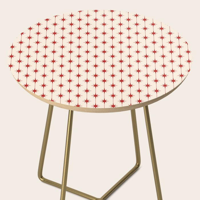 Midcentury Stars and Dots Red and Cream Pattern Side Table Gallery Image 2