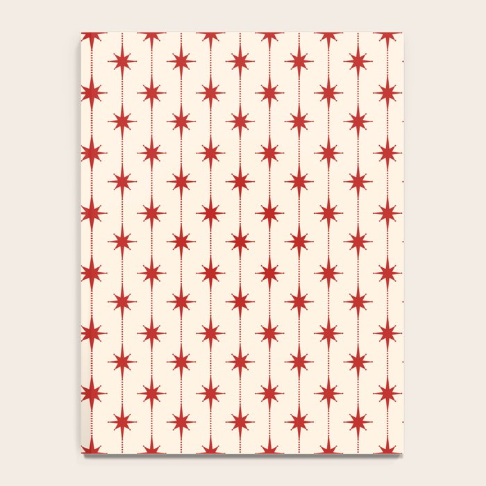 Midcentury Stars and Dots Red and Cream Pattern Notebook Gallery Image 4