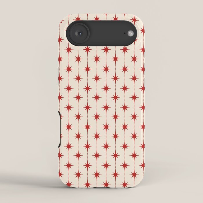 Midcentury Stars and Dots Red and Cream Pattern iPhone Case Gallery Image 2