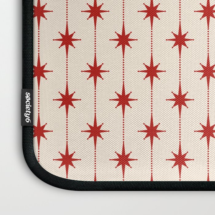 Midcentury Stars and Dots Red and Cream Pattern Laptop Sleeve Gallery Image 3