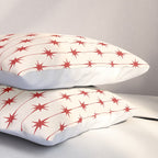 Midcentury Stars and Dots Red and Cream Pattern Pillow Sham Gallery Image 3