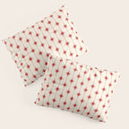 Midcentury Stars and Dots Red and Cream Pattern Pillow Sham Gallery Image 3