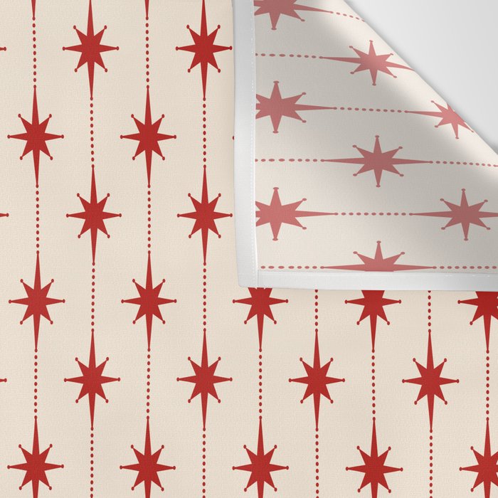 Midcentury Stars and Dots Red and Cream Pattern Wall Tapestry Gallery Image 3