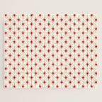 Midcentury Stars and Dots Red and Cream Pattern Jigsaw Puzzle Gallery Image 1